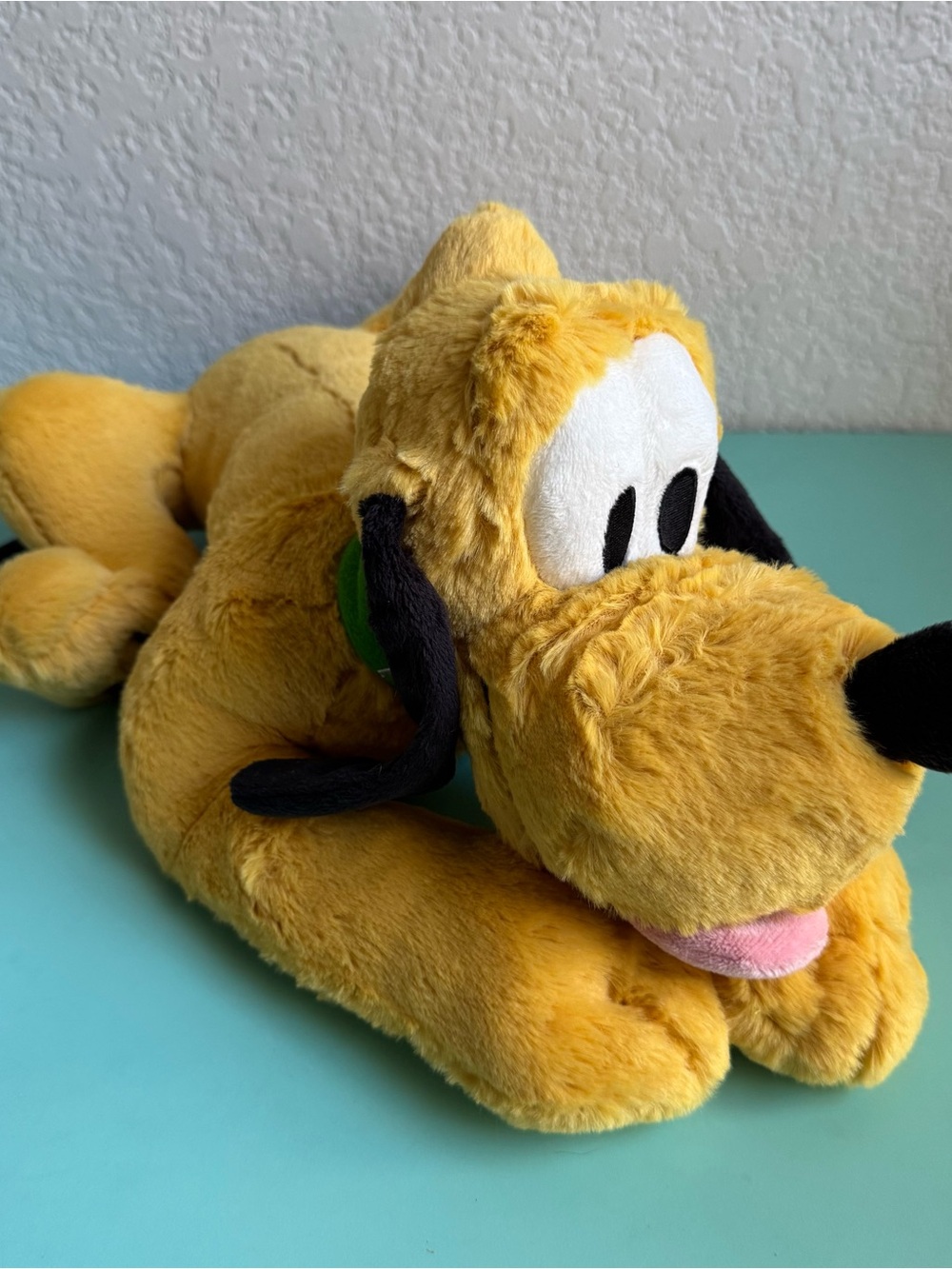 Disney Pluto Plush with Black Ears and green collar